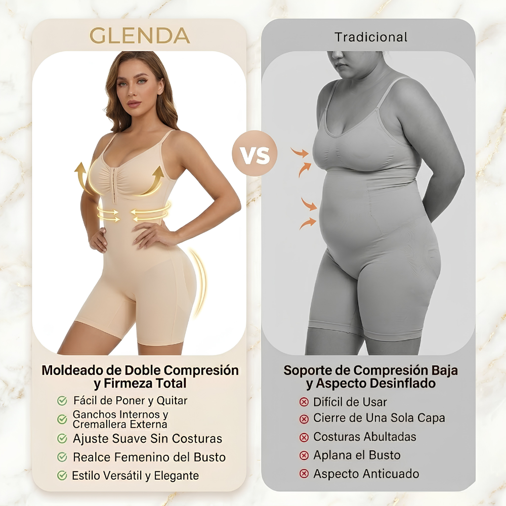 GLENDA® | Faja moldeadora Tipo Short Con Cremallera, Luce tu Figuara y Baja de Peso 2 en 1